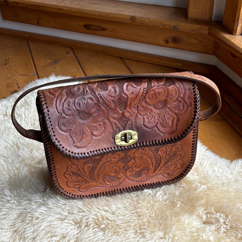 Vintage 70’s Tooled Leather Bag